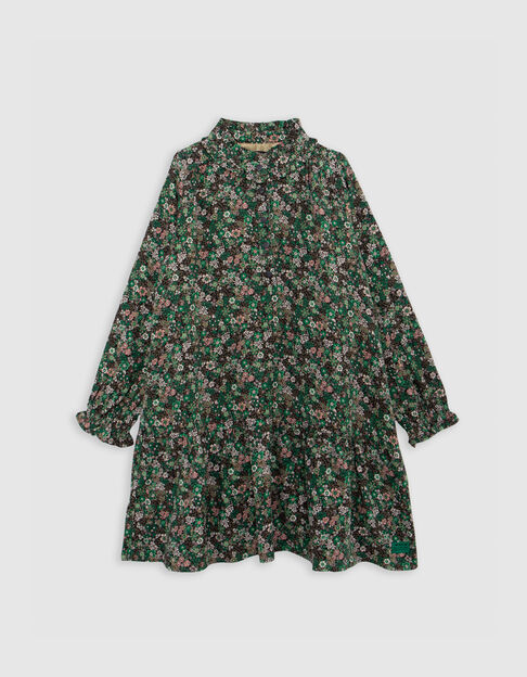 Khaki jurk LENZING™ ECOVERO™ bloemenprint meisje - IKKS