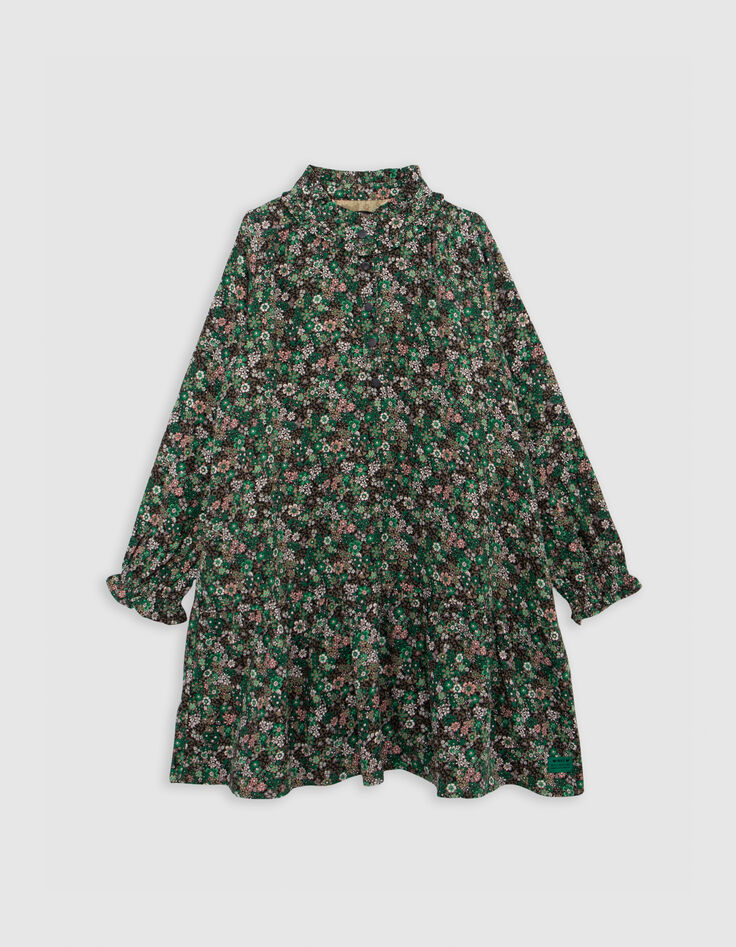 Khaki dress LENZING™ ECOVERO™ leofloral print girl-1
