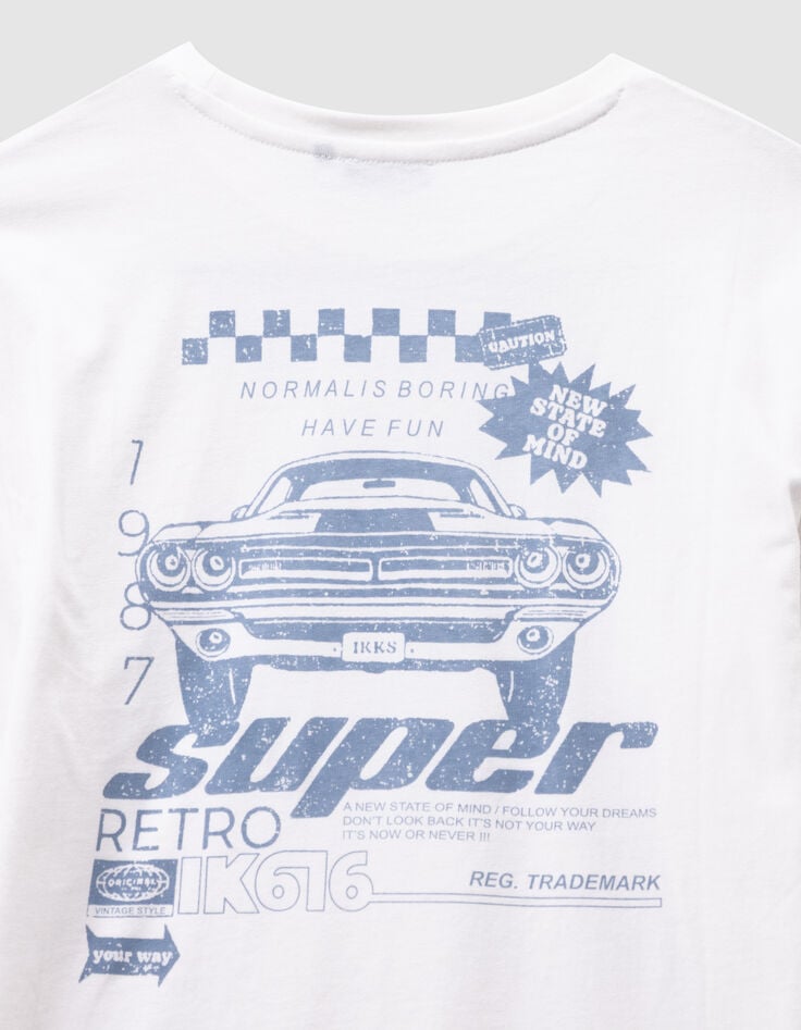 Wit T-shirt biokatoen met auto achter jongens-6 Wit T-shirt biokatoen met auto achter jongens-6