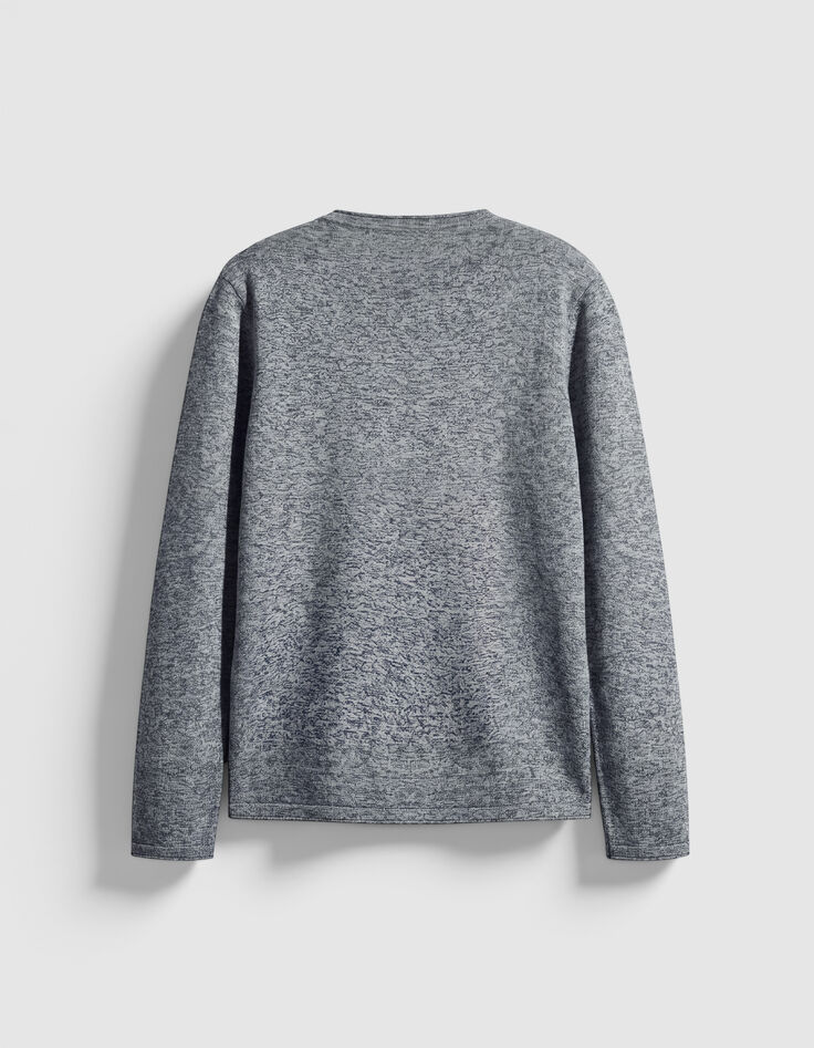 Pull manches longues marine tricot moulin&eacute; Homme-6