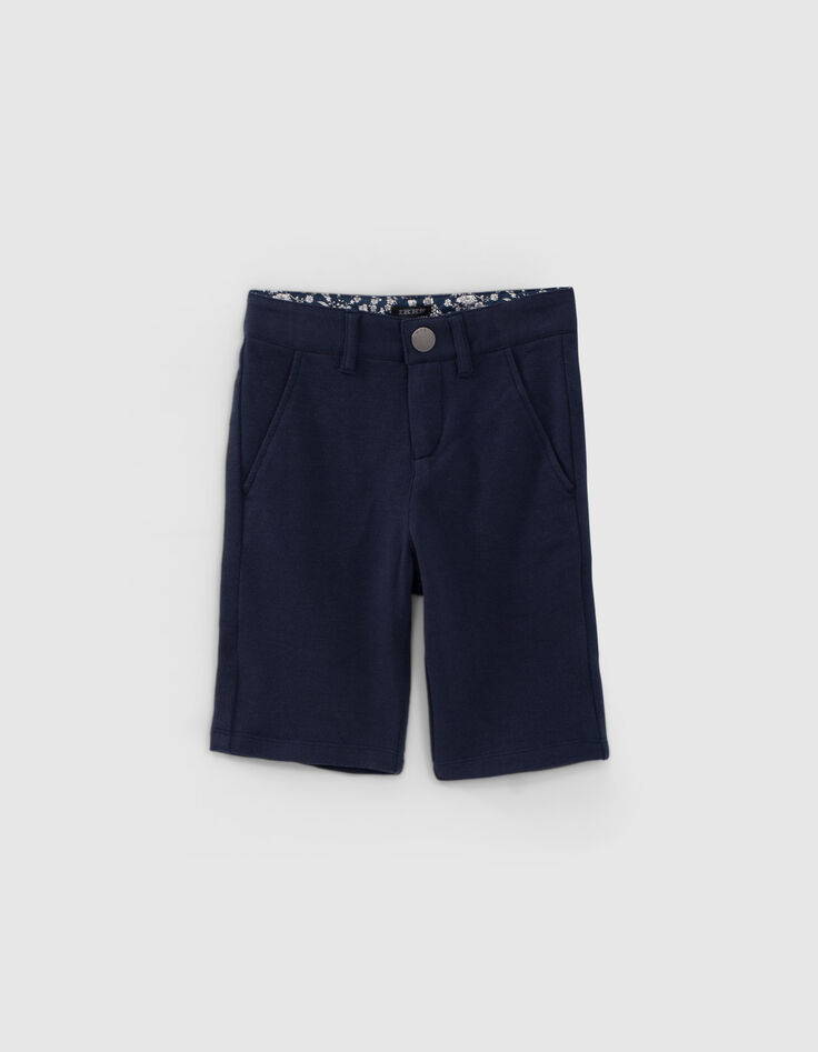Marineblaue Chino-Jungenbermudas aus Piqu&eacute;jersey-1
