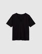 Schwarzes Damen-T-Shirt mit Schmuckkragen-3