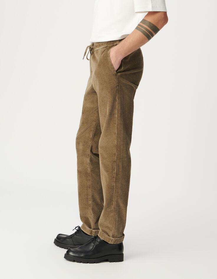 Jogpant beige fonc&eacute; velours c&ocirc;tel&eacute; Homme-4