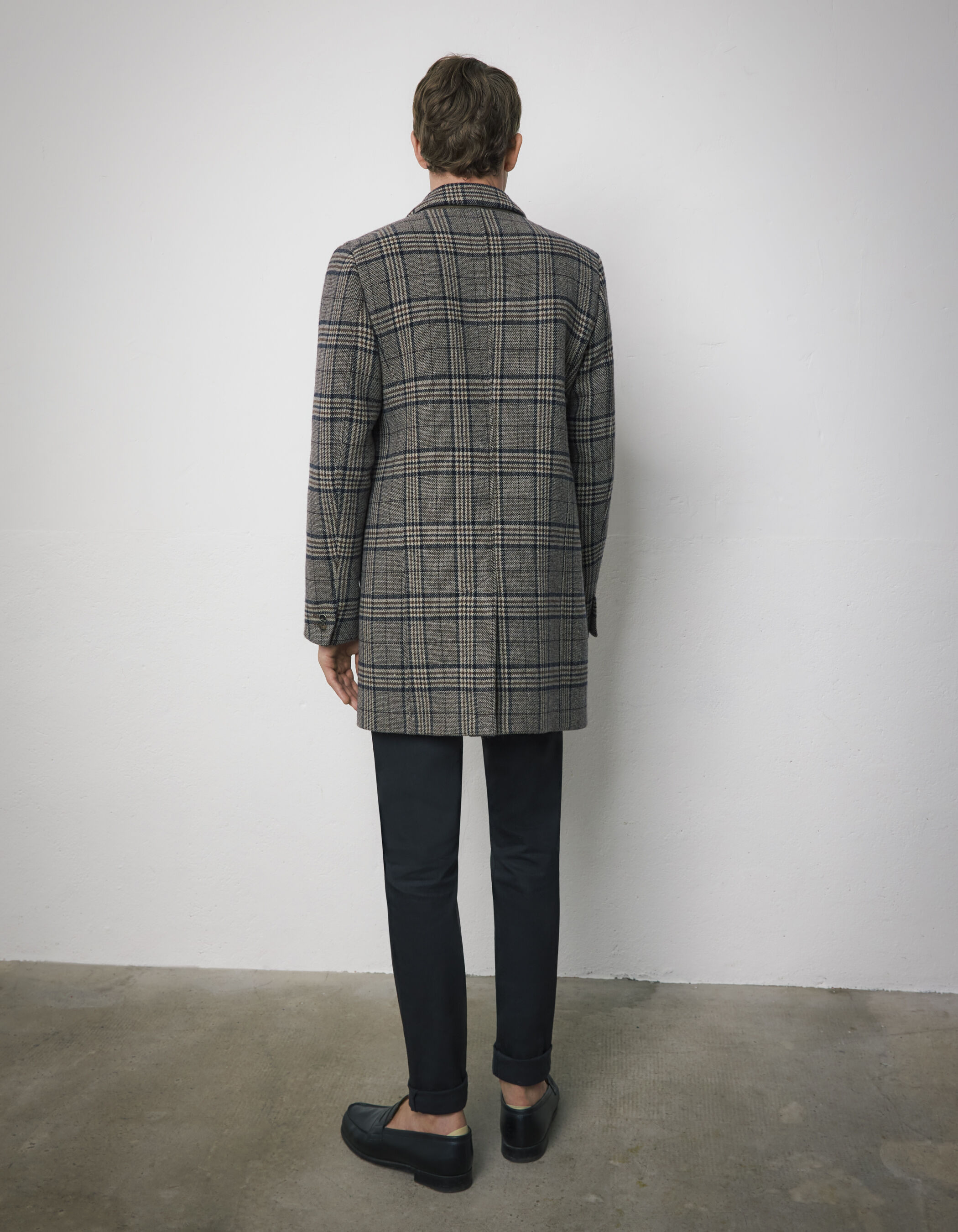 Men s mink checked wool coat