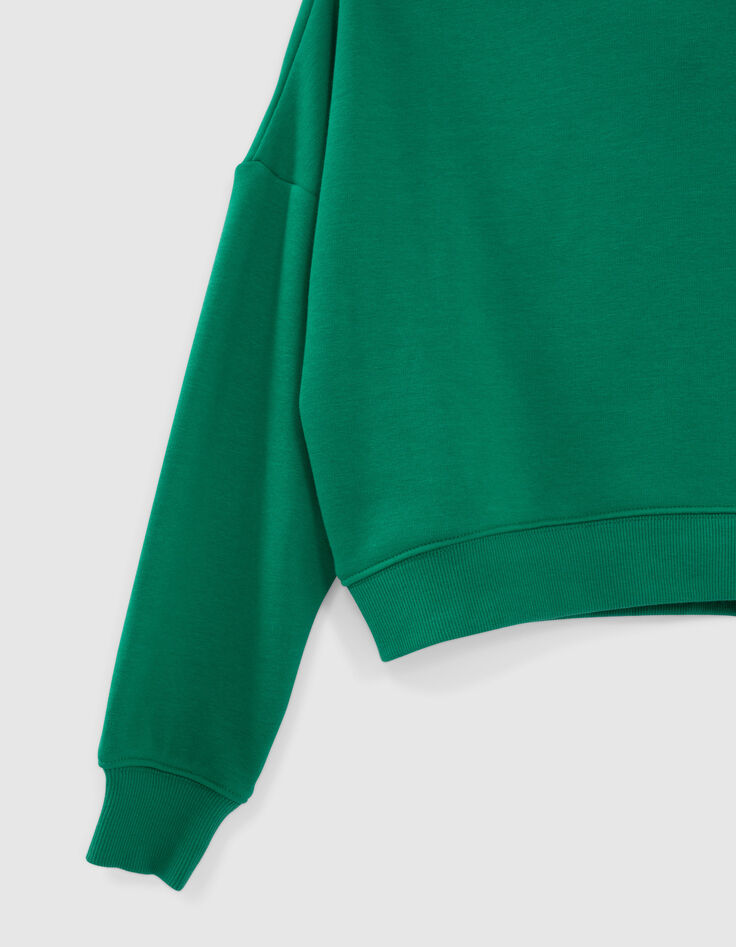 Groene cropped sweater flocking rug meisjes-5