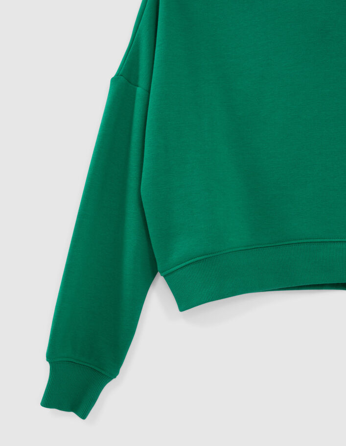 Sweat vert cropped flocage dos fille - IKKS