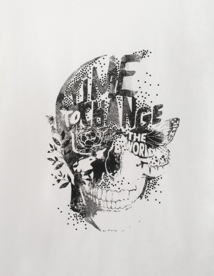 Women’s white skull image organic cotton T-shirt-2