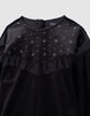 Girls’ black embroidered velvet dress with tulle ruffles-5