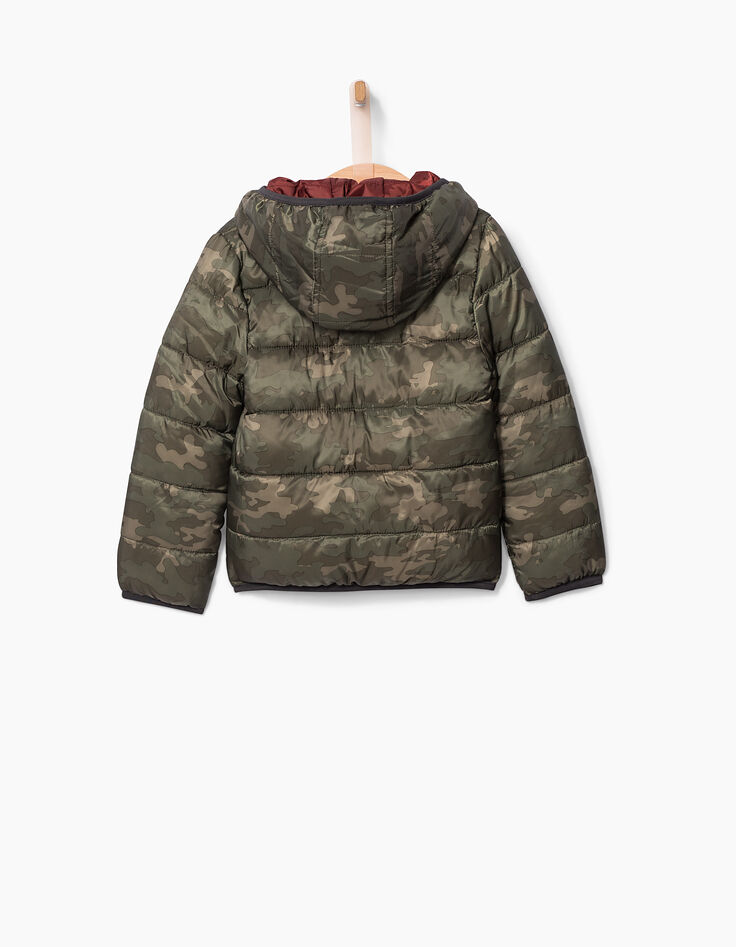 Doudoune réversible à capuche prune ou kaki garçon-6