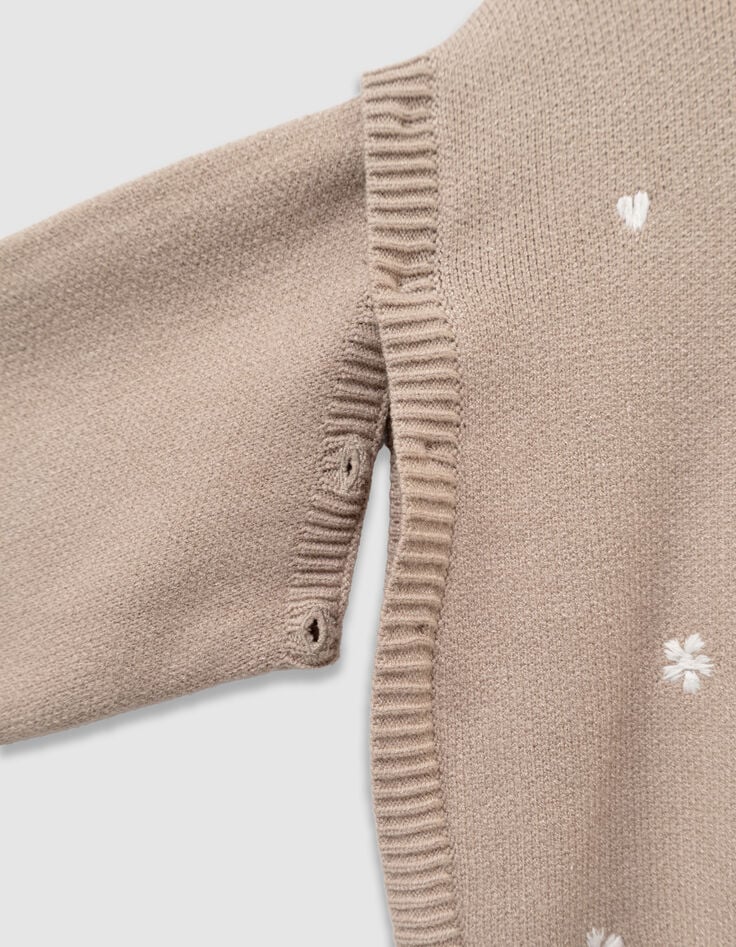 Beiger Mädchenstrickpulli abnehmbare Ärmel-9