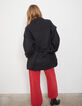 Zwarte jas-overshirt met riem dames-3
