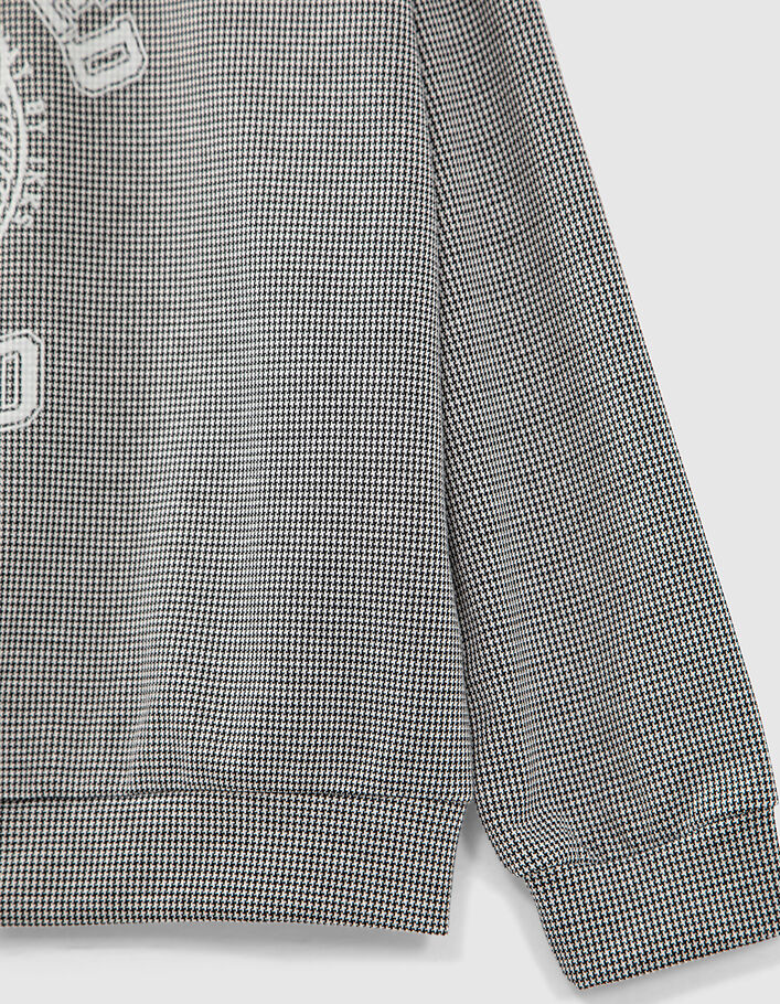 Schwarzes Mädchensweatshirt mit Hahnentrittmuster-5