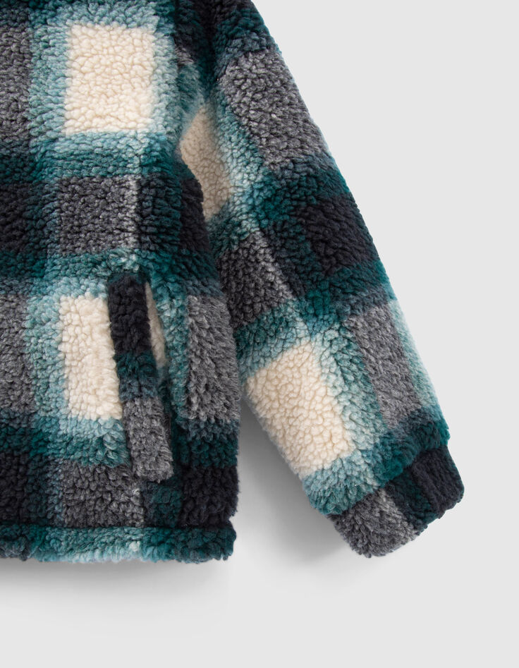 Jungenjacke aus kariertem Sherpafleece-4