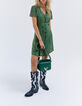 Vestido verde abotonado leopardo mujer-5