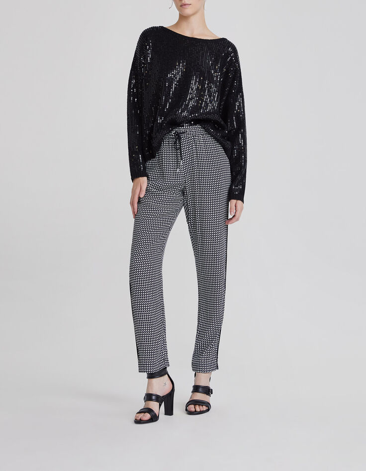 Women’s black knit oversize sweater, embroidered sequins-7