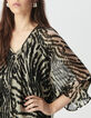 Women’s black voile short dress with zebra print-5