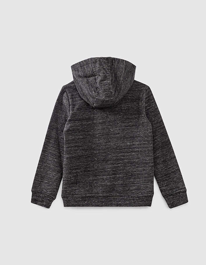 Boys’ charcoal grey marl hoodie + mesh front pocket - IKKS