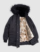 Parka negra 2 en 1 negra con plumas dorado sin mangas niña-3