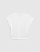 Weißes Damen-T-Shirt mit facettierten Nieten-6
