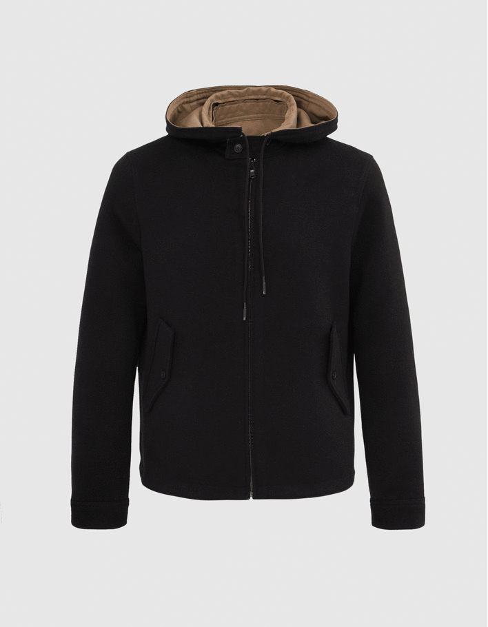 Blouson r versible noir et beige capuche Homme