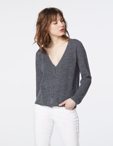 Omkeerbaar grijs vest fantasie harig breigaren dames - IKKS