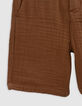 Bermuda shorts JOGGER LOOSE cognac cotton gauze for boy-7