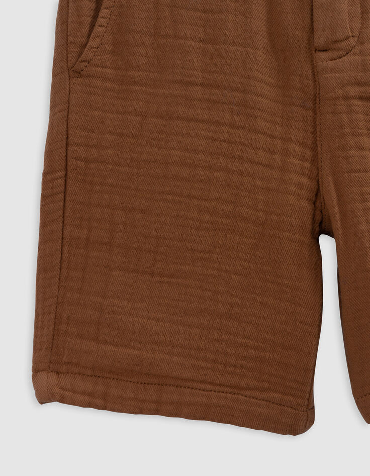 Bermuda shorts JOGGER LOOSE cognac cotton gauze for boy-7