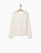 Pull en maille moulinée blanc cassé fille-3
