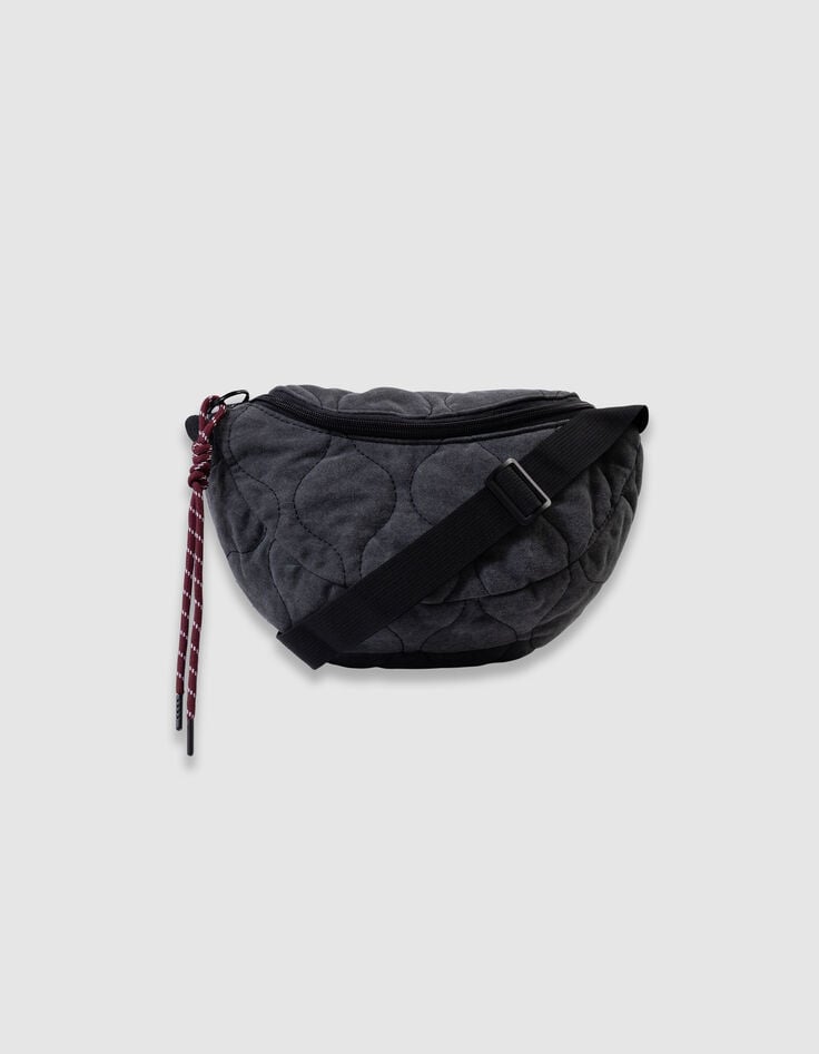 Sac banane gris matelassé fille-2 Sac banane gris matelassé fille-2