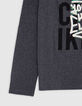 Boy's grey message print T-shirt with sequins embroidery-4