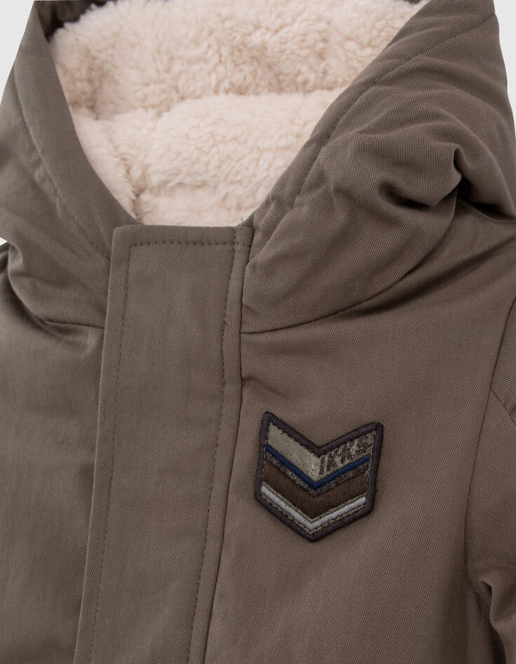 Parka kaki fourrée avec lunettes-aviateur bébé garçon-2