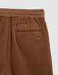 Bermuda shorts JOGGER LOOSE cognac cotton gauze for boy-9