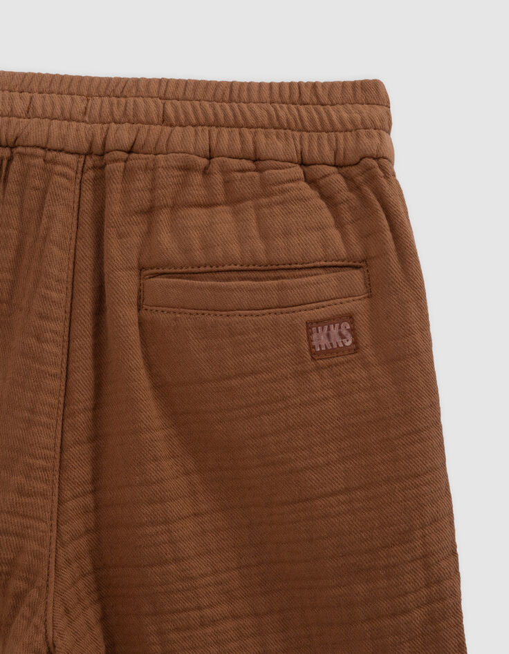 Bermuda shorts JOGGER LOOSE cognac cotton gauze for boy-9