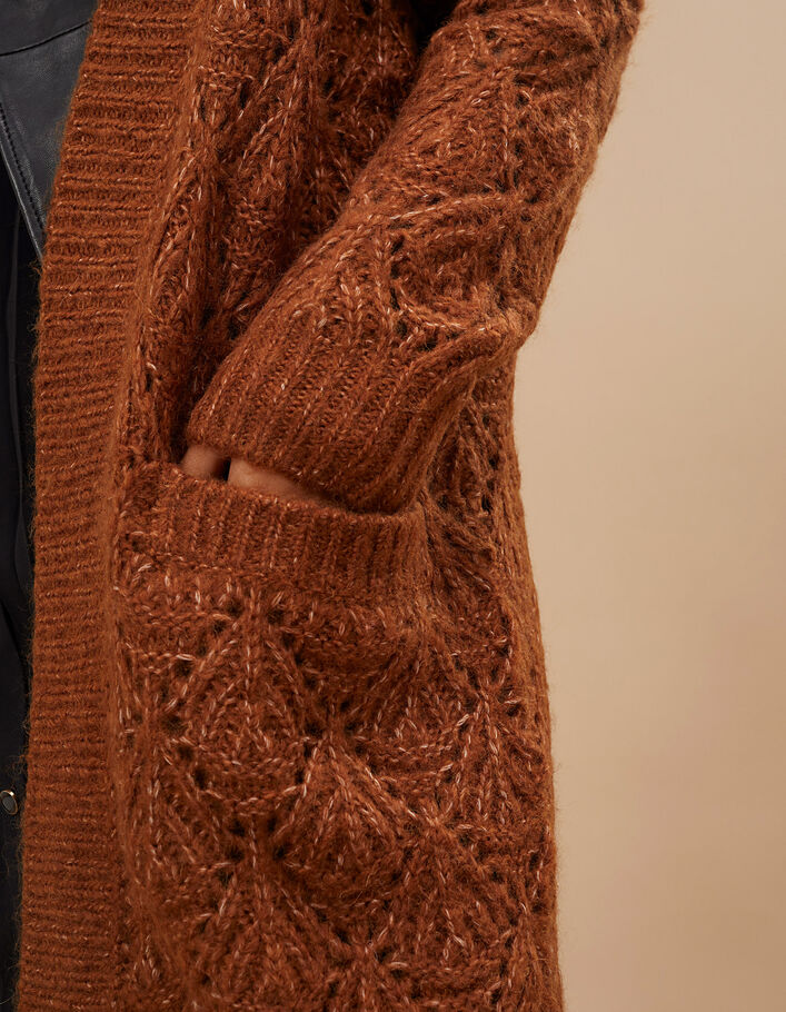 I.Code caramel knit long cardigan - I.CODE