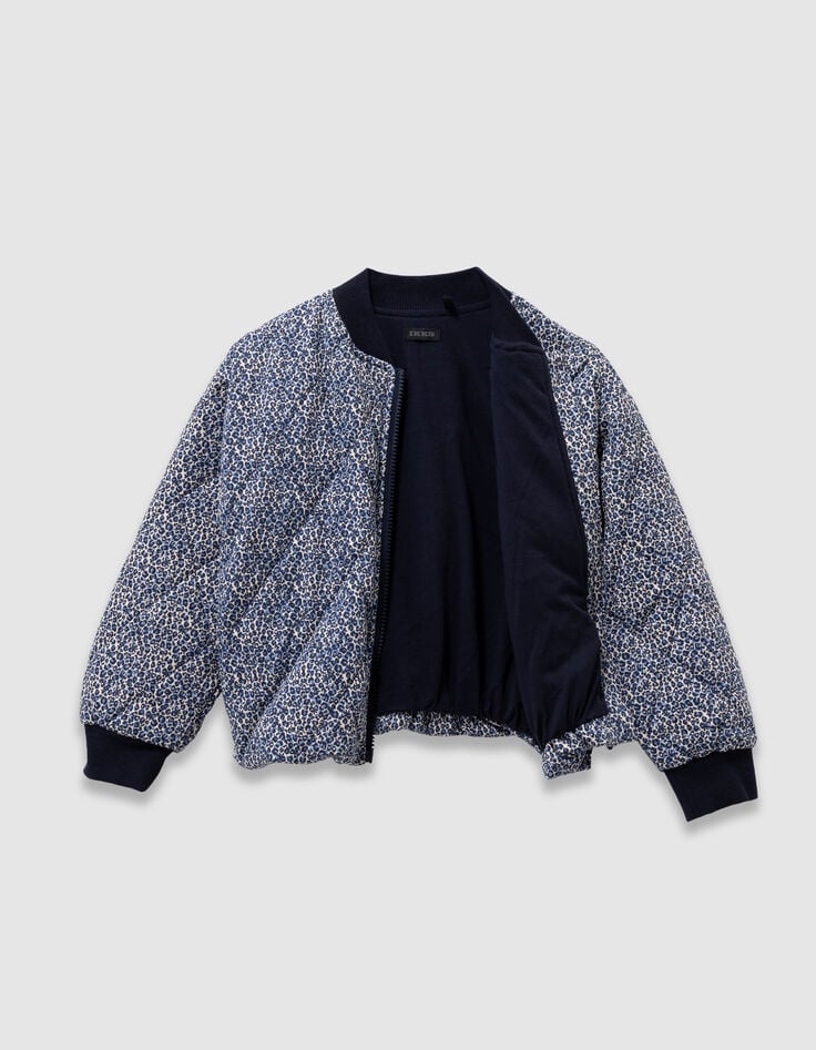 Cárdigan azul marino acolchado leopardo-lazo niña-7