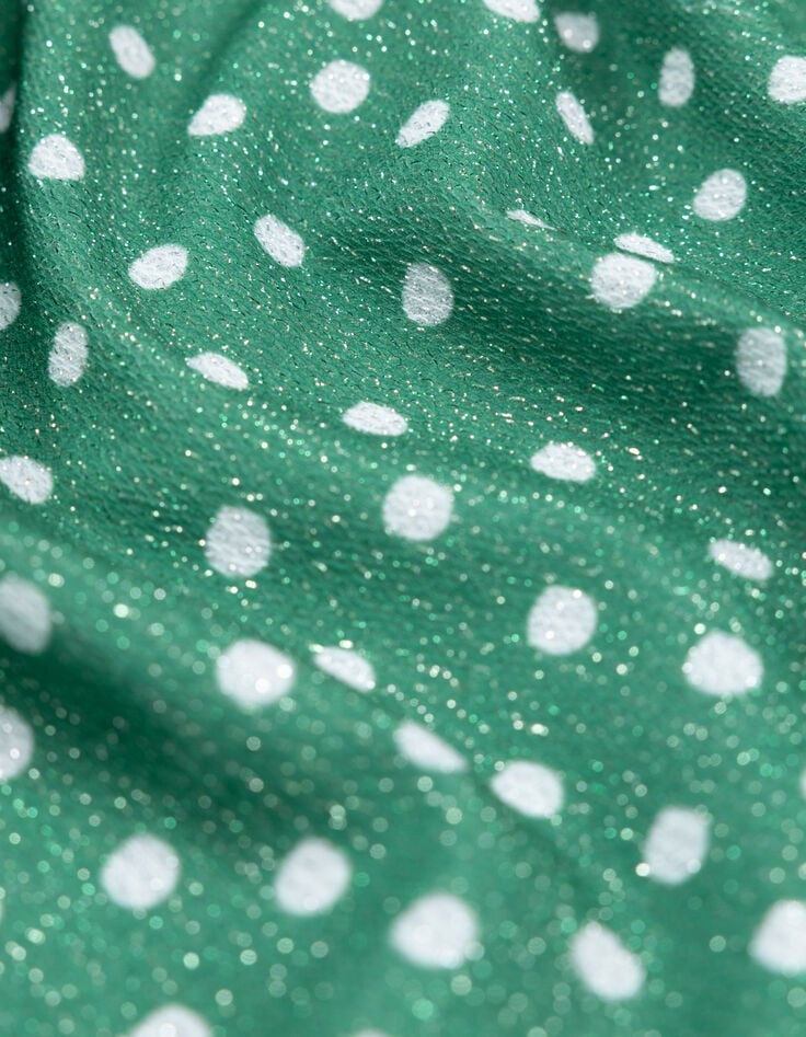 Tee-shirt vert lurex motif pois Femme-7