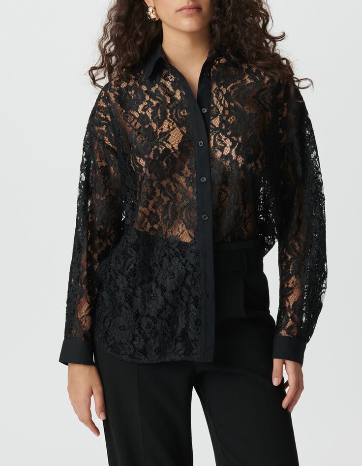 Camisa manga larga negra oversize encaje mujer-5