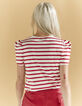 Women’s sailor stripe-style cotton T-shirt, chest badges-3