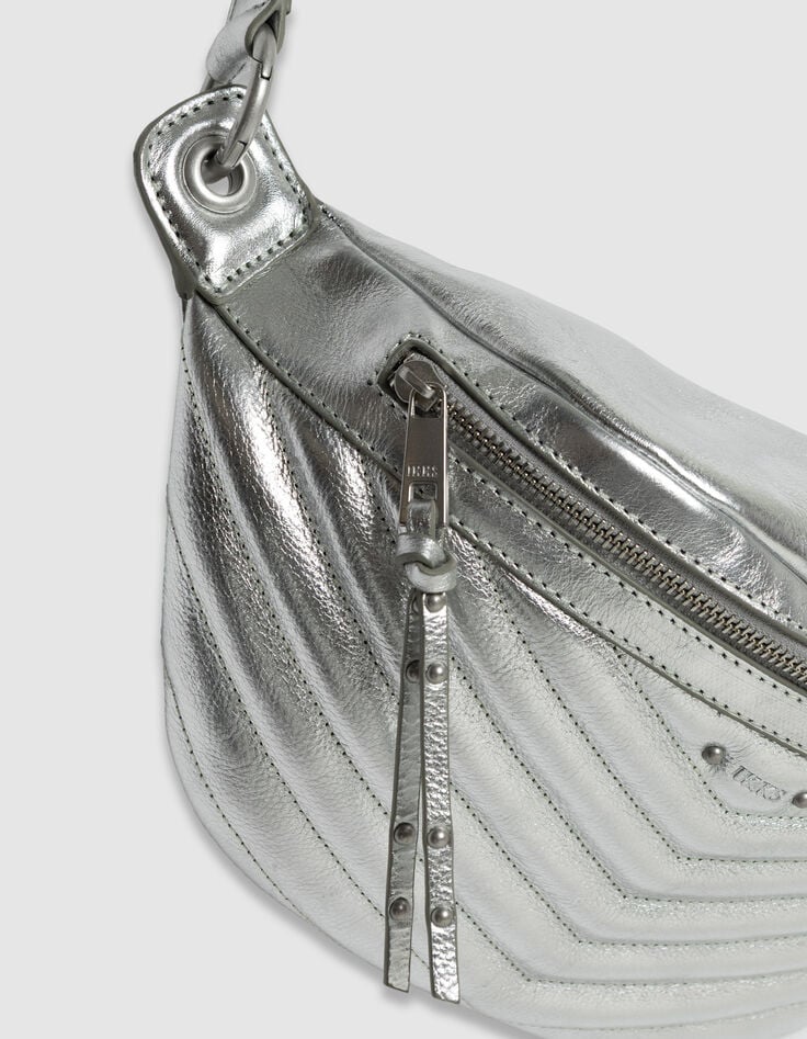 Women's 1440 silver quilted leather belt bag-4
