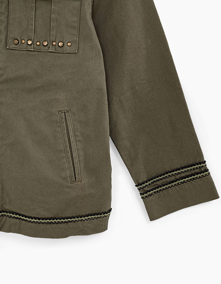 Bronzen safari-jasje met studs en borduursels meisjes-4 Bronzen safari-jasje met studs en borduursels meisjes-4
