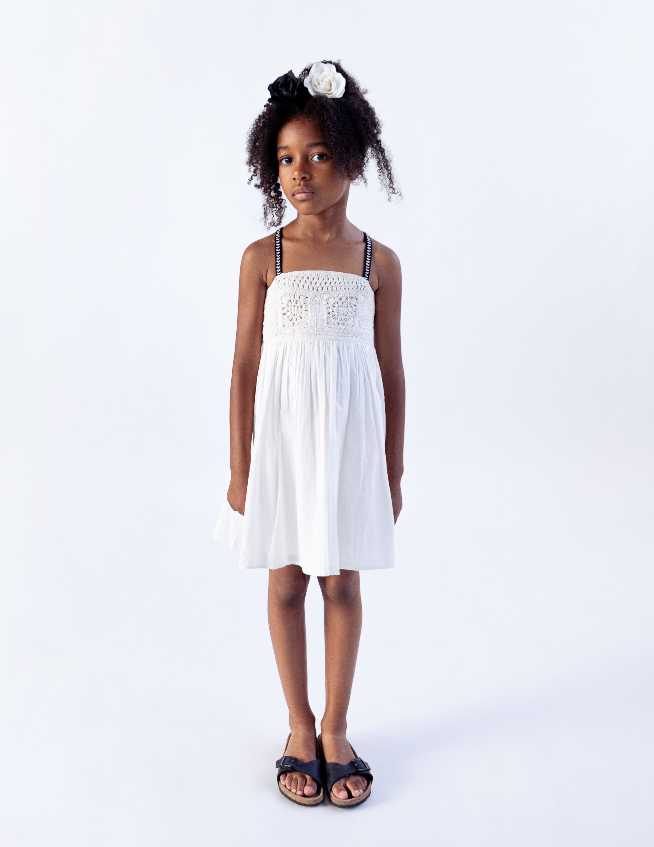 Robe ecrue plastron dentelle macrame fille IKKS