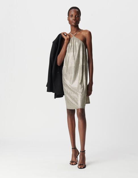 Goldfarbenes Kleid aus Metallic-Rippstrick für Damen - IKKS