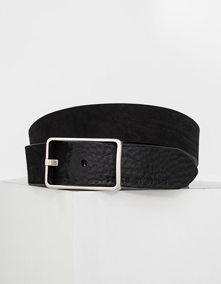 Ceinture noire en cuir nubuck Homme-2