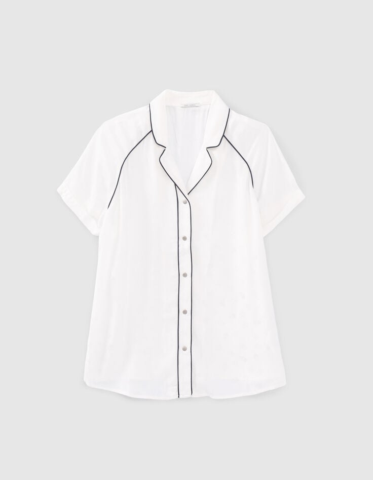 Women off-white shirt with jacquard rock motif-5 Women off-white shirt with jacquard rock motif-5