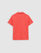 Rotes Jungen-Poloshirt, Gummistreifen am Kragen-5