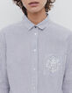 Women’s striped metallic thread shirt, chest insignia-4