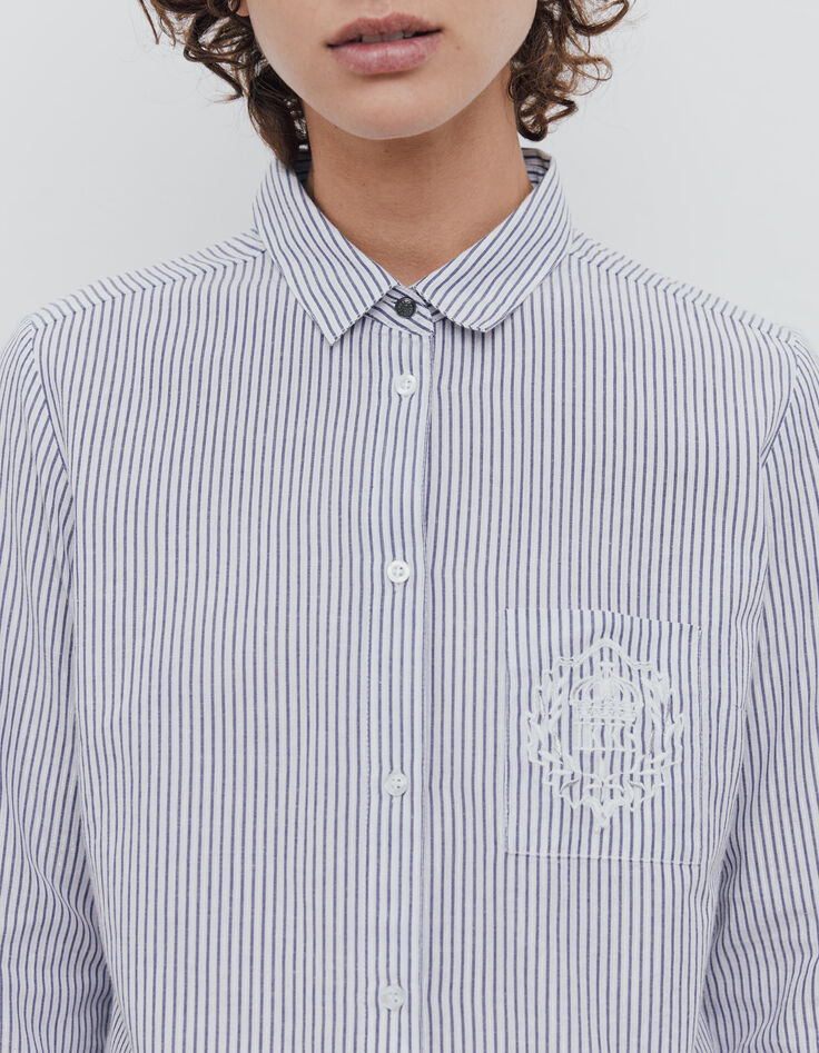Women’s striped metallic thread shirt, chest insignia-4