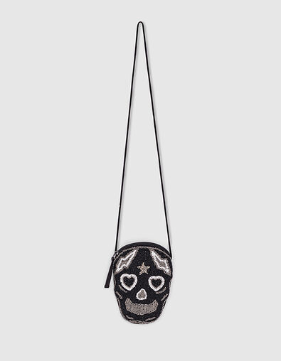 Girls’ black embroidered skull bag. - IKKS