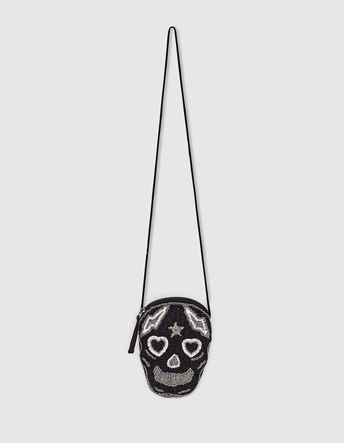 Girls’ black embroidered skull bag. - IKKS