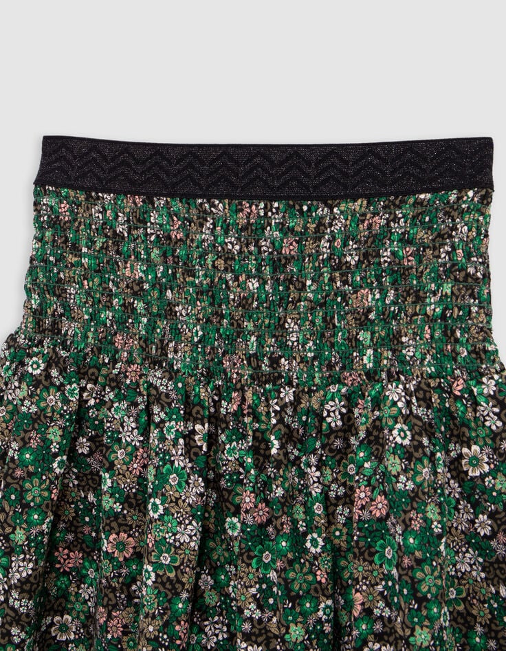 Khaki rok LENZING™ ECOVERO™ bloemenprint meisje-3
